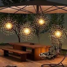 1-To-4 Solar Powered Remote Control Fairy String Lights, Fireworks Lights, Tent Atmosphere Lights, Dandelion Hanging Copper Wire Lights