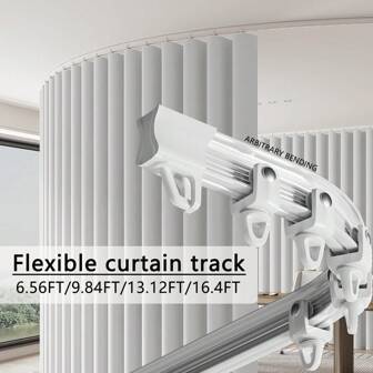 1 套灵活的窗帘和淋浴轨道/杆，可调节，适用于卧室、客厅和浴室，有 200 厘米/78.74 英寸、300 厘米/118.11 英寸、400 厘米/157.48 英寸、500 厘米/196.85 英寸尺寸可供选择