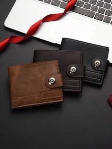 Men's Wallet Short Bifold Pu Leather Magnetic Closure Wallet, Multi Card Slots Coin Purse, Travel Pass Holder, Retro Style Formal/Business Formal Valentine's Day Ideas - Multicolor - View 9