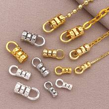 5/10/15pcs 18K Gold Plated Brass Tube Crimp Beads Crimp End Buckle Chain Connector Clasp For DIY Bracelet Necklace Keychain Jewelry Making Findings