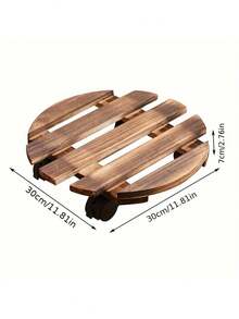 Heavy Duty Rustic Wood Plant Cart With Lockable Metal Wheels | Indoor/Outdoor Garden & Terrace Trolley | Sturdy Mobile Decorative Stand For Pot Transportation & Plant Moving - Multicolor - View 5