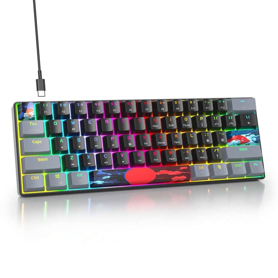 60% Mechanical Keyboard, Compact 60 Percent Gaming Keyboard RGB Backlit ...