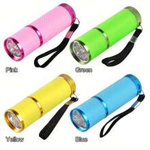 Ultra Bright 9 LED Flashlight - Compact, Textured Grip, With Wrist Strap, Great For Outdoor Camping - Available In Pink, Green, Yellow, Blue And Emergency Light | Tactical Flashlight | Cylindrical Flashlight - Multicolor - View 2