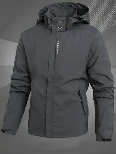 轻便可拆卸连帽男士风衣纯色休闲夹克户外运动外套春秋季