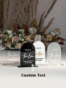 1set Personalised Black Acrylic Table Numbers - Wedding Table Decor - Wedding Signage - Table Signs - Table Numbers - Wedding Stationery - Reception Signs,Wildflower Wedding Table Numbers, Frosted Arch Acrylic Table Numbers, Floral Table Numbers - Multicolor - View 8