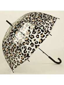 1 Stück 60cm Mehrfarbiger zufälliger transparenter Regenschirm, automatischer Leoparden-Muster Regenschirm, 8 Rippen windabweisender Regenschirmrahmen - kompakt & tragbar, mit gold/beige/weißem Schirmdach, geeignet für Handtasche, Pendeln, Dates, Reisen, vintage klassischer Leoparden-Muster automatischer Regenschirm - gebogener Haken, gerader Griff, UV-Schutz, leicht & tragbar, ideal für Fotografie, Fotografie-Regenschirm | Leoparden-Muster Regenschirm | Stabiler Regenschirm