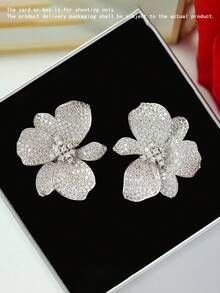 1 Pair Gorgeous Cubic Zirconia Stud Earrings For Women For Wedding Engagement Anniversary Party Jewelry Valentine's Day Gift - 1# - View 4