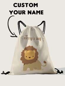 1pc Customized Name Pattern Drawstring Backpack, Can Be Customized According To Your Unique Design, Perfect For Boys, Girls, Teens, Print Your Own Name Or Print Sister's And Classmate's Name, Personalized School Bag, Back To School - Multicolor - View 7