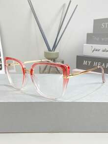 Novos Óculos de Moda Vintage com Lentes Planas Bicolores Estilo Olho de Gato Minimalista de Metal, Adequados para Mulheres, Homens, Uso Diário, Festa, Estilo de Rua, Casual ao Ar Livre, Personalizado