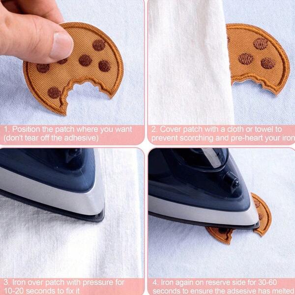 Donkerbruine biscuitborduurpatch, geschikt voor smeltlijmdecals op kleding, doe-het-zelf-naaidecoratie, geschikt voor rokken, hoeden, broeken, schoenen en gordijnen.