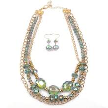New Fashionable Multi-Layer Crystal Beaded Chain Necklace With Matching Earrings - Crystal Necklace + Earrings - View 5