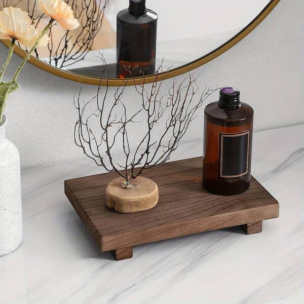 1 Natural Patterned Bathroom Cabinet, Vanity Tray, Home Display Tray, Storage Tray, Simple Soap Tray Rack, Plant Vase Decoration Rack For Home Decoration,For Holiday Beach, Bathroom Collection, Bedroom Collection, Large Capacity