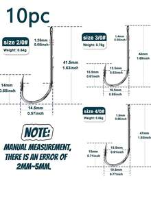 10pcs Pickerel Live Shrimp Bait Hooks Spring Wide Gap Wacky Weedless Worm Hawksbill Single Hook Soft Worm Shrimp Hooks Accessory,Live Shrimp Hook, Carbon Steel Material, With Holes, Suitable For Various Fishing Hooks. - Multicolor - View 3