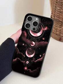 1 个星月图案黑色手机壳，适用于三星、 16、13、15、15 Pro、14 Pro、14 Plus、7/8 Plus、11、12 Pro Max、13、14 Pro Max、三星 S25、S24、S23、S21、S22、A06、Pixel 9A、8、7/17 Pro Max/17 Pro/17 防水防震防摔防刮