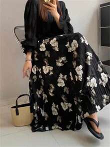 Women's Fashionable, Elegant, Loose, Versatile And Charming A-Line Skirt - Black - View 3