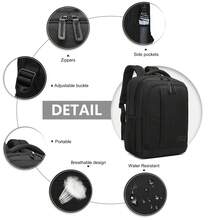 Men's Work & Travel Laptop Backpack For 13.5 Inch Laptop With USB Charging Port – Multi-Compartment Rucksack For School, Commuting, Business & Daily Use - Black - View 3
