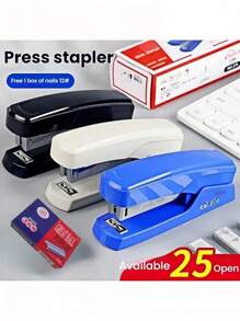 [1 pieza engrapadora + 1 caja de grapas] [3 piezas engrapadora + 3 cajas de grapas] Engrapadora de color aleatorio 12#, suministros de oficina multifuncionales, engrapadora manual resistente para estudiantes, para la temporada de vuelta a clases. [1 caja/1000 piezas de grapas] Compatible con el tamaño 24/6, 26/6