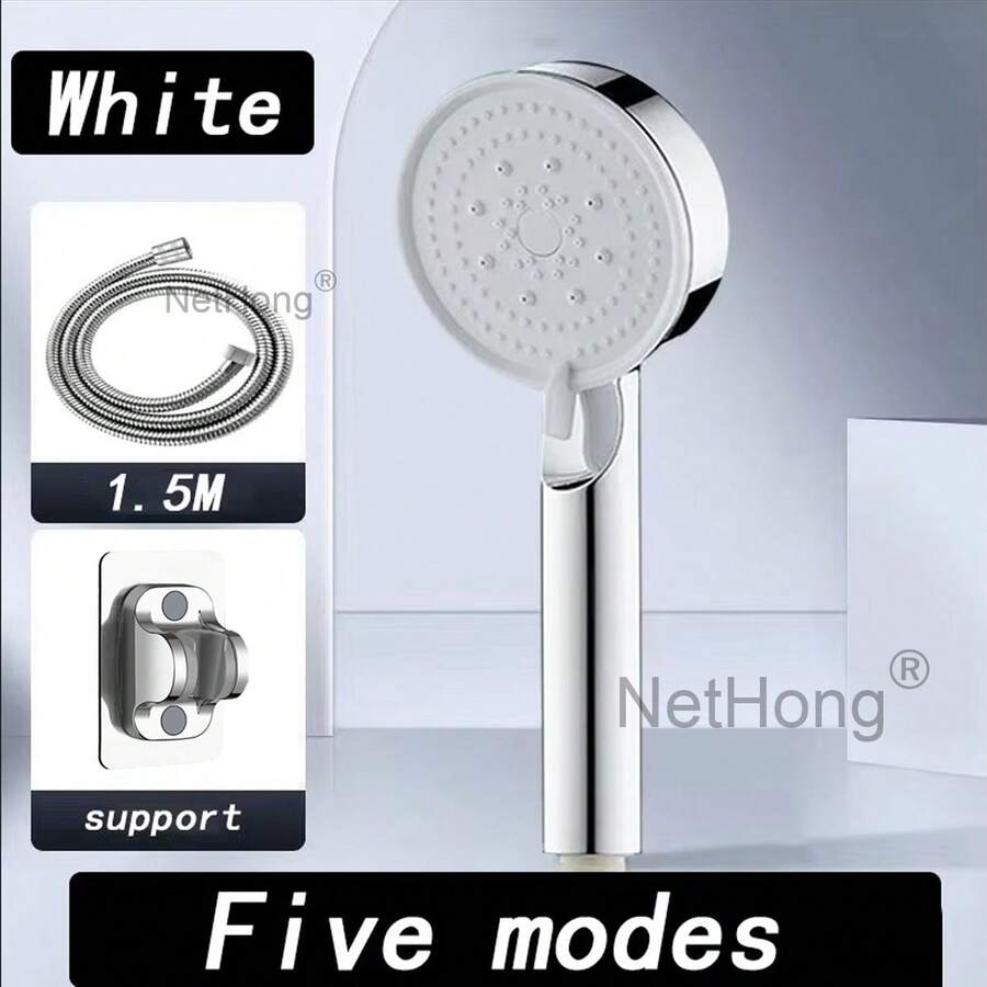 NetHong Shower Head And Hose High Pressure Set Adjustable Powerful Soft Water Handheld~` Home Bathroom Decor Summer - Sterling Silver - View 1