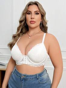 Sujetador con cierre delantero con aros para mujer de talla grande con estilo y sexy