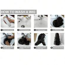 Kanekalon Futura 6号巧克力自然棕色13x4合成蕾丝前假发，18英寸中长波浪刘海，无需胶水，Kanekalon材质，耐用合成纤维，中分，150%密度，自然发际线，时尚女士女孩派对度假演出化妆日常佩戴 - 巧克力棕 - 查看 12