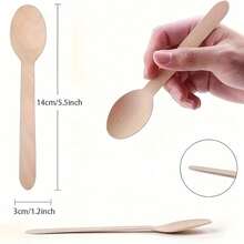 10pcs/50pcs/100pcsRestaurant Disposable Wooden Spoon, 6.3 Inch Wooden Craft Spoon, Dessert Spoon, Sample Wooden Spoon, Party Spoon, Cake Spoon Chocolate Mixer - Multicolor - View 10