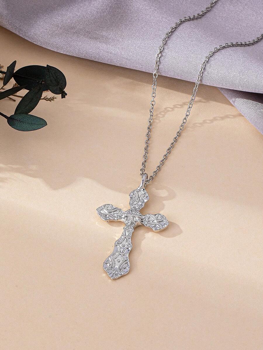 1 chiếc vòng cổ mặt thánh giá phong cách Bohemian thời trang - trắng - Xem 1