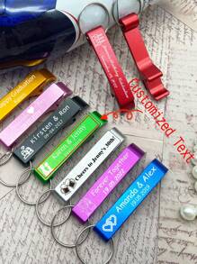 Random Color Customized Text Logo Creative Beer Bottle Opener Keychain Bottle Opener, Gift For Father