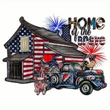 1/2/3 piezas Parches de transferencia con plancha con diseño de bandera americana y camión vintage, parches de transferencia de poliéster multicolor, tamaño grande, para decorar manualmente ropa y accesorios en camisetas, gorros, bolsas y vaqueros - Multicolor - Ver 2