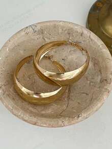 Metal Texture Vintage Style Geometric Dangle Stud Earrings, Fashionable New Jewelry Design - Yellow Gold - View 5