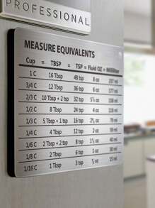 Basic Living BASIC LIVING Stainless Steel Measure Equivalents Magnet,Stainless Steel Refrigerator With Magnetic Scale Plate Baking Unit Conversion Reference Table Measuring Cup Measuring Spoon Accessories