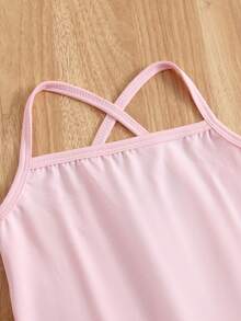 1pc Young Girl Lovely Elegant Princess Sweet Academy Ballet Style Breathable Lightweight Tulle Strap Tutu Dress, Suitable For Party, Birthday, Celebration, Holiday, Performance, Banquet, All Seasons - Pink - View 7