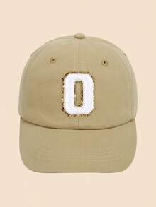 1Pc Toddler Kids Baseball Cap 1-5Y - Khaki Solid Adjustable Hat With A-Z Sequin Embroidered Letter Patches, Classic Brim Sun Protection Cap For All Seasons Daily Outdoor - Khaki - View 19