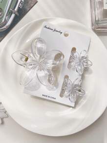 3-teiliges Set Haarclips mit klaren Vinyl Blumen Schnappverschluss, dekorative Haraccessoires für Strandausflüge, Frühlings-/Sommer-Haarklammern, Haarspangen, Haargreifer, Haarklammern