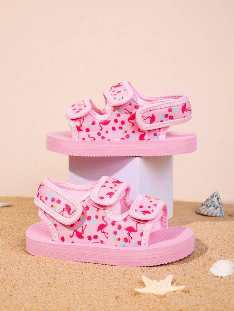 1 Par de Sandálias de Lona para Bebês com Design de Desenho Animado Fofo, Confortável e Versátil para Uso Diário, Viagens, Casual, Praia, Tecido Macio Adequado para os Pés de Bebês, Leve e de Secagem Rápida - Rosa chiclete - Visão 6