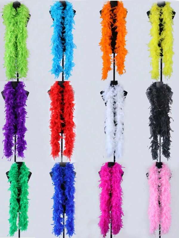 1 pieza Boa de plumas de pavo para mujer, para fiestas de cumpleaños, Halloween, Navidad, manualidades DIY, carreras de caballos, fiestas del té, Nochevieja, etc.