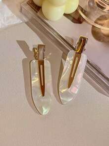 6件套优雅醋酸纤维发夹 - 可爱椭圆形鳄鱼夹，适合女性和女孩，无缝侧刘海发夹套装，适合打造时尚盘发和刘海，完美适用于女性日常佩戴、秋季、旅行、美发工具、秋季、女性、旅行、女性、美发工具、物品、礼物、旅行、圣诞礼物、女性、圣诞礼物、女性发饰、头部饰品 - 白色 - 查看 4