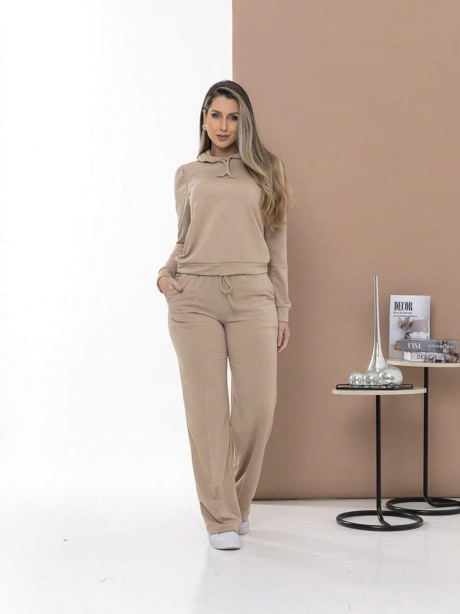 Casual Sweatshirt Set Of Blouse And Pants C3111 - Apricot - View 1