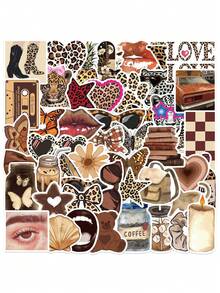 50pcs Fashion Girl Leopard Print Graffiti Sticker, Personal DIY Decor For Scrapbook, Diary, Phone Case, Notebook, Computer, Water Bottle, Waterproof Sticker,School Supplies,Back To School - Multicolor - View 8