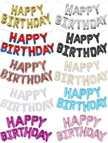 13pcs Happy Birthday Aluminum Foil Balloon Set, Party Decoration, Happy Birthday, Birthday, Birthday Balloons, Party Supplies, Suitable For Various Festivals, Multiple Colors Available, Reusable - Multicolor - View 1