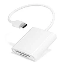 2 槽 SD/TF 读卡器适配器、相机查看器 SD 卡适配器、便携式即插即用，兼容 iPhone 15/16/iPad/相机/和其他 Type-C 设备