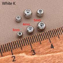10/15/20 件真 18K 镀金硅胶滑珠黄铜橡胶珠 3/4/5 毫米黄铜塞珠可调节圆珠定位隔珠适用于 DIY 珠宝手链项链制作