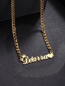 1Set Customized Name Necklace Bracelet Set, 18K Gold Plated Stainless Steel Jewelry For Girls, Graduation Gift, Class Of 2026 - Gold - View 7
