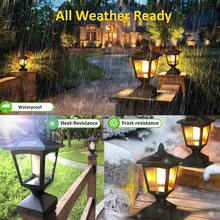 2-Pack Solar Flickering Flame Lights – Waterproof LED Post Cap Lights For Outdoor Fence, Garden, Deck, Yard & Pathway Decor - 黑色 - 查看 6