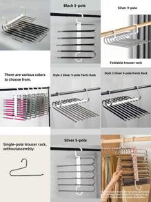 1pc 5/9 Pole Folding Pants Hangers With Multi-Layer,Suitable For Summer Shorts; Not Suitable For Autumn And Winter Clothes,(The Product Needs Simple Assembly, The Video Is An Assembly Tutorial