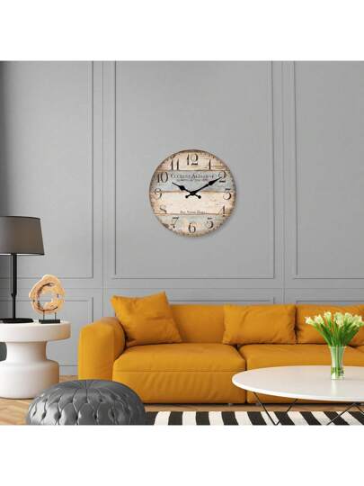 1pc 10 16 Inch Rustic Farmho Faux Wood Grain Large Wand Klok Battery Powered, Quiet Silent, Living Room, Bedroom, Kitchen, Country Cottage, Home Friends (No Included) Room Bedroom Dormitory Back To School view 5