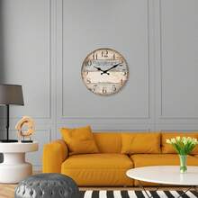 1pc 10-16 Inch Rustic Farmhouse Faux Wood Grain Large Wall Clock - Battery Powered, Quiet & Silent, Suitable For Living Room, Bedroom, Kitchen, Country Cottage, Home Decor, Gift For Friends (No Battery Included) Room Decor Clock Wall Bedroom Decor Dormitory Decor Back To School - Multicolor - View 5