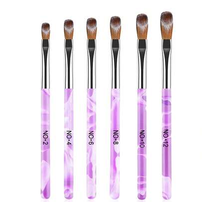 6pcs Acrylic Nail Brush Set, Nail Art Design Tools, 3D Builder Nail Gel Brush - Acrylic Nail Drawing Pen - Nail Art Brush For Salon At Home Manicure