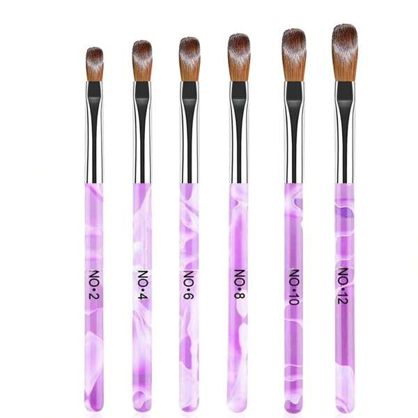 Conjunto de 6 pincéis de acrílico para unhas, ferramentas de design de nail art, pincel de gel para unhas 3D Builder - caneta de desenho de unha acrílica - pincel de nail art para salão de beleza em casa Manicure