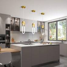 YQYYFC Modern Gold LED Pendant Light Fixture Oval Adjustable Pendant Lighting For Kitchen Island Living Room Dining Room Bedroom - Gold - View 3