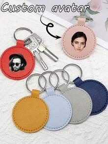 Personalized Leather Keychain - Round Keychain For Men And Women, Customize Your Own , Unique School Bag Keychain Pendant, Car Key Accessories, Business Travel Accessories, Very Suitable For Holiday Gifts And Party Gifts - Multicolor - View 2